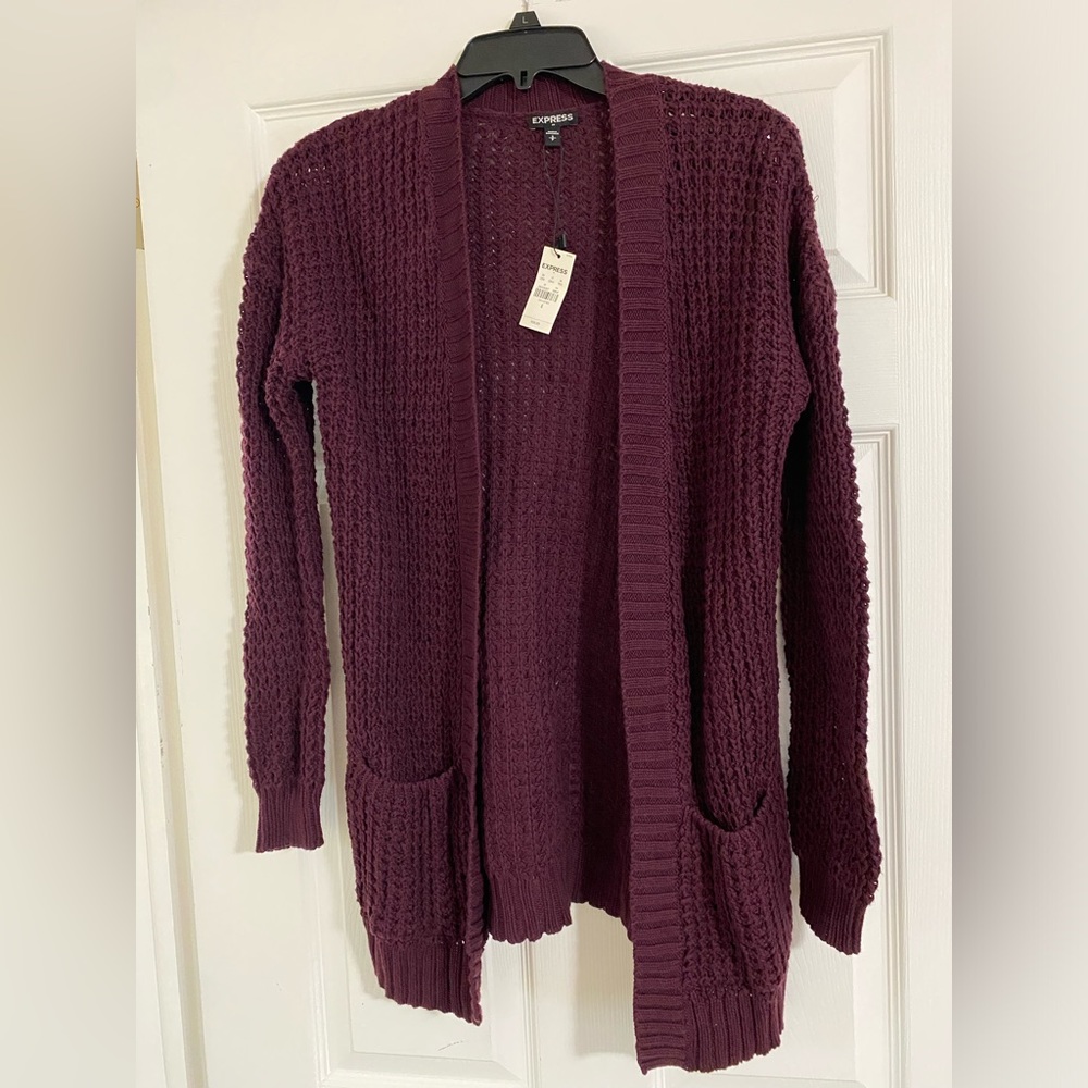 Express sweater cardigan maroon brand new size small